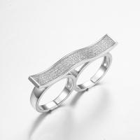 China The Middle Finger and Ring Finger 925 Sterling Silver CZ Double Fingers Rings factory