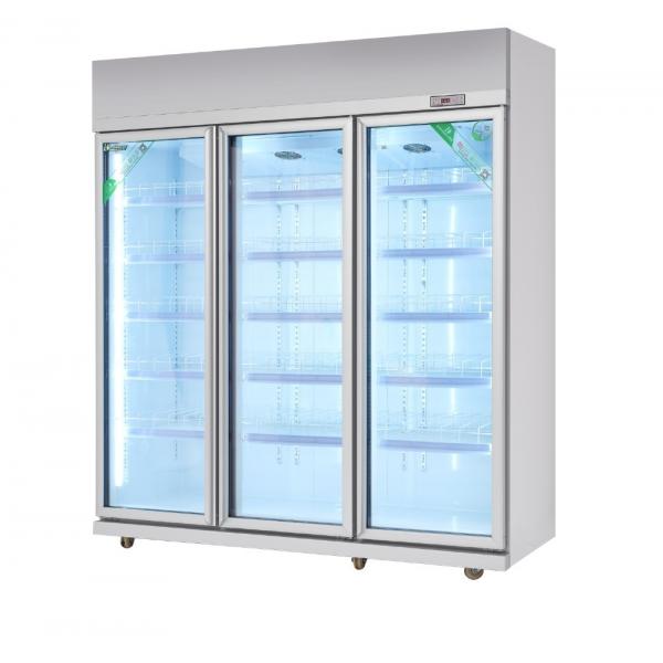 Quality -18C Commercial Glass Door Freezer Self - Contained For Frozen Food / Upright Display Cooler for sale