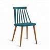 China Durable Regal Plastic Chair Anti Slip With Wood Print Transfer Iron Legs factory
