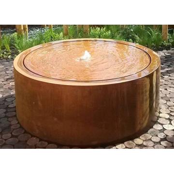 Quality Forging Technique Corten Steel Water Table , Metal Yard Art Round Water Table for sale