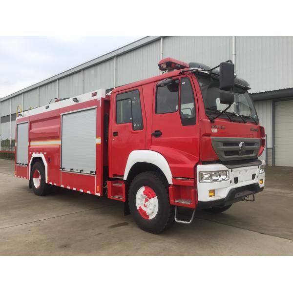 Quality Howo Red Color Water Foam Fire Truck 196kw 6 Ton With Double Cabin for sale