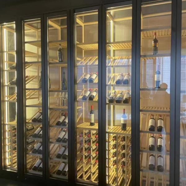 Quality Black Metal Wine Cabinet Floor Standing Embedded Wine Locker for sale