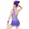 China Two Pieces One Shoulder Latin Dance Costumes Holograms Sequins Competition Performance Outfits factory