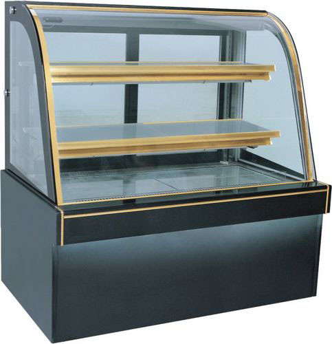 Quality Curved Glasses Door Cake Display Freezer With 2+1 Layers Decks for sale