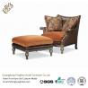 China American Style Leather Lounge Chair And Ottoman Upholstered Wood Frame For Living Room factory