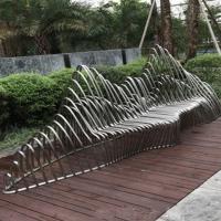 China Outdoor Metal Bench SS Sculptural Outdoor Bench Stainless Steel Park Bench Silver Finish factory