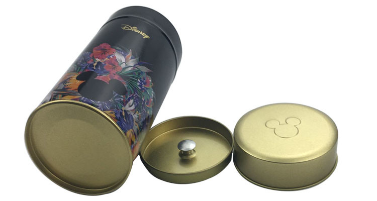 China Disney Tea Packing Cylinder Tin Cans With Inner Lid factory
