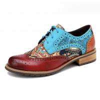 China British Style Womens Brogue Oxford Shoes Multi Colored Womens Leather Derby Shoes factory
