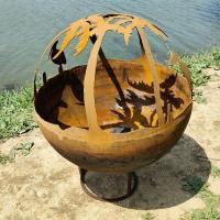 China SPHERE Design Steel Fire Pits Diameter 1000mm spring steel wire round steel pit for sale