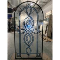 China Classic Design Clear Beveled Door Glass Insert For Wood Doors With Grey And Brass Caming for sale