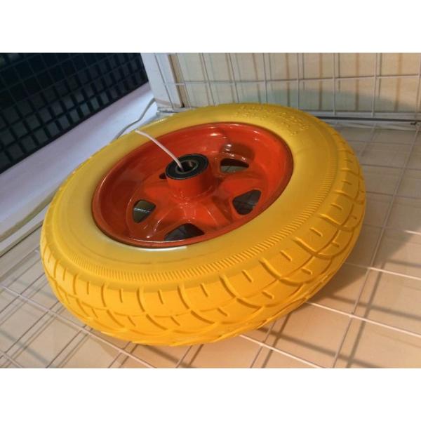 Quality Size 350-400mm Industrial Polyurethane PU Foam Wheel For Trolley Barrow Golf Car for sale