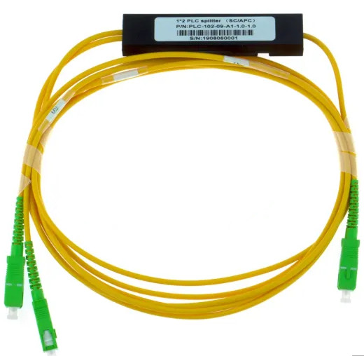 Quality 1 x 2 ABS PLC Splitter with SC APC SM G657A1 in 2.0mm Fiber Cable for sale