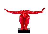 China Custom Size Color Red Painted Metal Sculpture Fiberglass Diver Sculpture factory