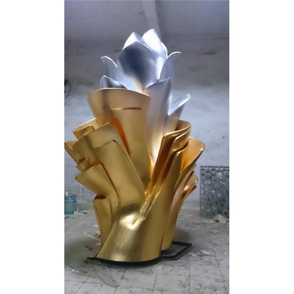 Quality Gold Foil Stainless Steel Sculpture Abstract Paste Modern Silver Sculpture for sale