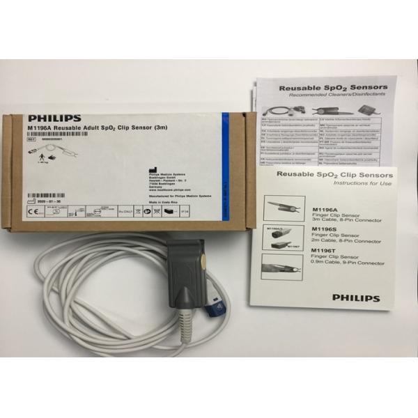 Quality Phlip M1196A ECG Replacement Parts , Finger Clip Sensor 3M With 8 PIN Connector for sale