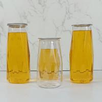 Quality 380ml Plastic Diamond Shape Easy Pull Cover PET Food Jar Tea Milk for sale