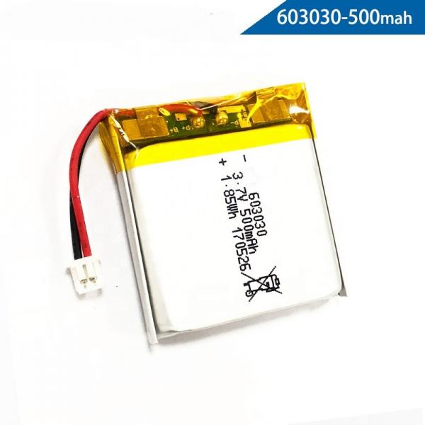 Quality Rechargeable UN38.3 603030 3.7 V 500mah Li Polymer Battery for sale