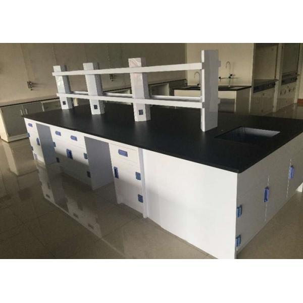 Quality College Steel Chemistry Lab Furniture / Laboratory Workbench With Reagent Shelves for sale