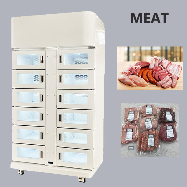 China 24 Hour Cooling Refrigerant Locker Vending Machine For Meat with QR Code Scanner factory