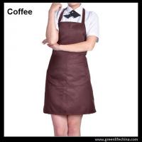 China Dirty resistant coffee color unisex working apron with 2pockets for coffee shop waiters for sale
