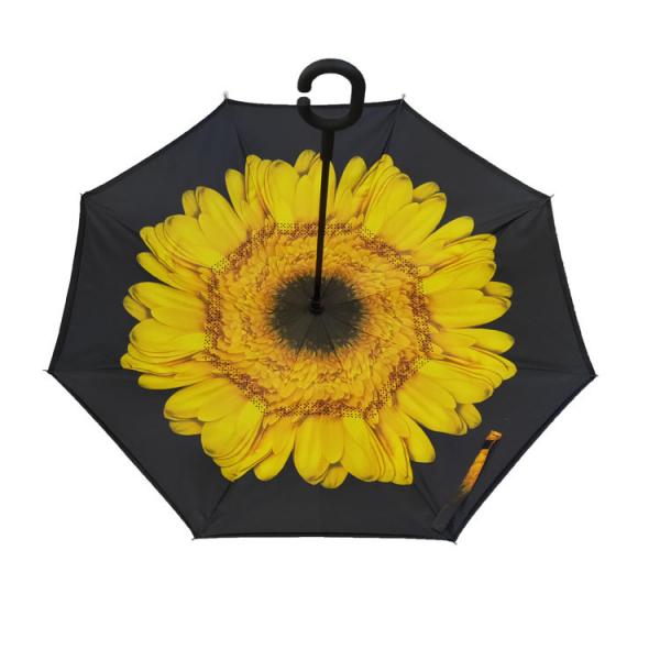 Quality 23 Inch Double Layer Reverse Inverted Umbrella Manual Open With C Handle for sale