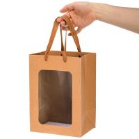 China Custom Color Accepted Paper Type Specialty Paper Shopping Kraft Paper Bags With Window for sale