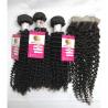 China 18 Inch Peruvian Kinky Curly Hair Bundles With Closure Natural Color factory