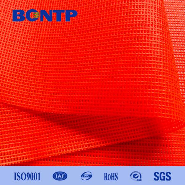 Quality PVC Mesh Fabric PVC Vinyl Coated Polyester Mesh Fabric In Rolls Fluorescent for sale