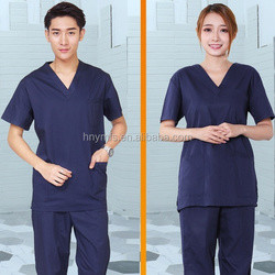 Quality Custom Lab Hospital Scrub Suit V Neck Rayon Mix Fabric Men Scrub for sale