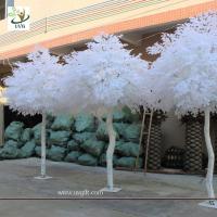 China UVG GRE011 10ft white artificial christmas tree with wood fake banyan trees for party decoration factory
