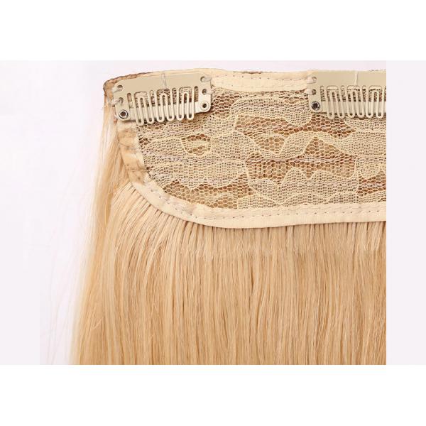 Quality Yellow Clip In Natural Hair Extensions , Straight Full Head Clip In Hair Extensions for sale