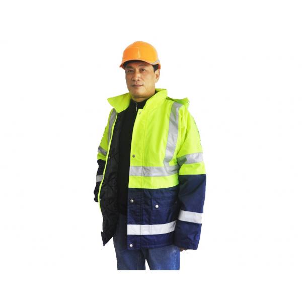 Quality Two Tone Breathable Winter Safety Jackets Reflective , Oxford Hi Vis Work Jackets  for sale