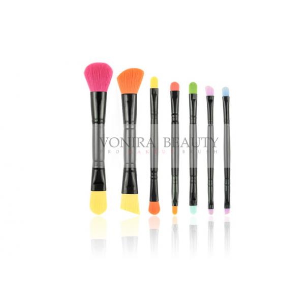 Quality Colorful Synthetic Makeup Brushes Double End for Travel With Black Roll Case for sale