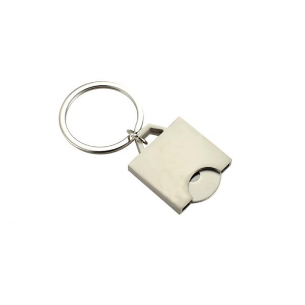 Quality Laser Engraving Metal Keychain Holder Square Shopping Trolley Token Keyring for sale