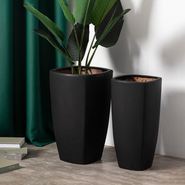 Quality Modern nordic home hotel decoration tall black ceramic indoor floor flower plant pots set for sale for sale
