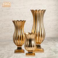 China Fiberglass Plant Pot Homewares Decorative Items Indoor With Gold Finish for sale