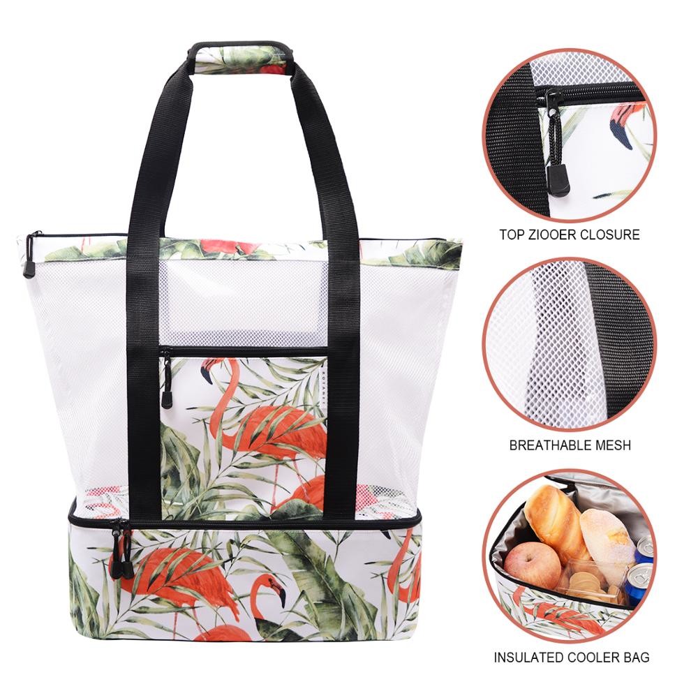 China Outside Pocket Insulated Picnic Tote , Thermal Insulated Lunch Bag With Cooler Compartment factory