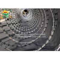China steel blade 2.5mm Concertina Barbed Wire , Snake Belly Razor Ribbon Wire factory