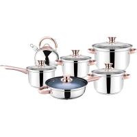 China 12pcs Non-stick 201 Stainless Steel Cookware Set Nonstick Cooking Pot Colorful factory
