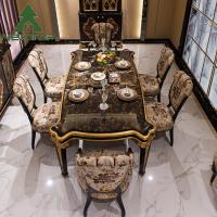 China British Royal Style Dining Table Set 6 Seater Luxury Wooden Dining Table Sets factory