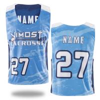 Quality Blue Sublimated Reversible Lacrosse Jersey Round Neck Breathable for sale