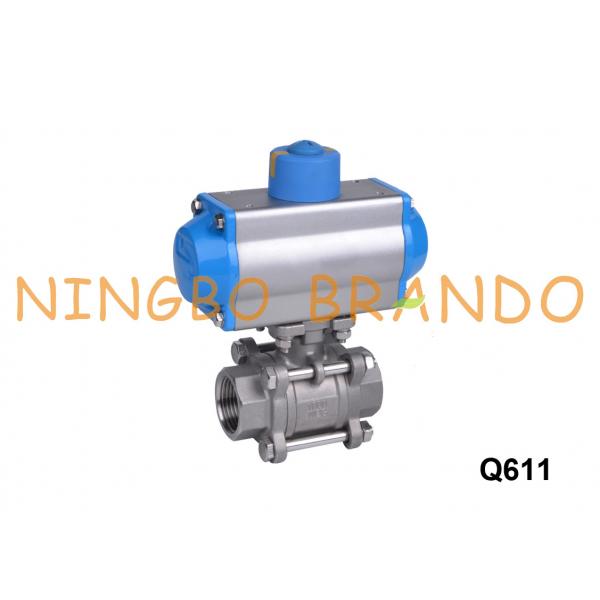 Quality 3 Piece Thread Port Pneumatic Actuated Ball Valve Stainless Steel 304 for sale