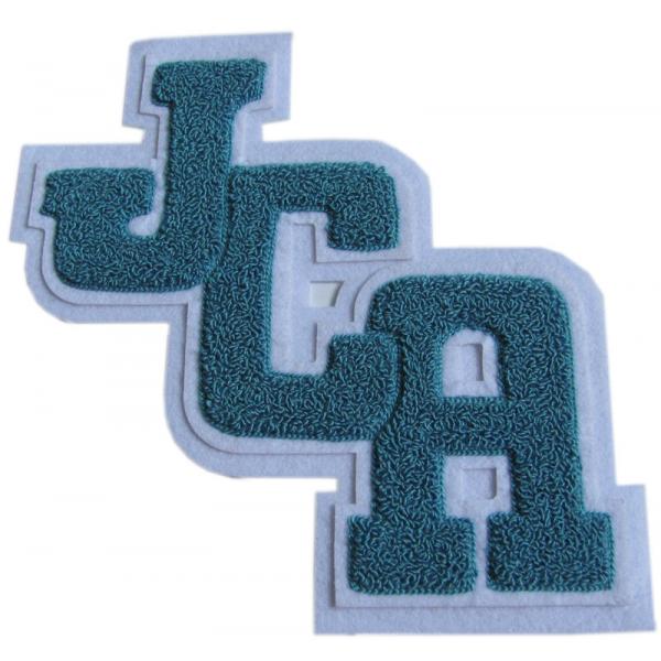 Quality Simple Design Chenille Sports Patches 3 Inches High Heat Cut Border for sale