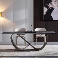 China Sinuous Marble Ceramic Extending Dining Table , Architectural Glass Dining Table factory