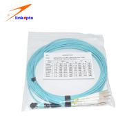 China Aqua Round Bundle MPO LC 12 Core Fiber Optic Patch Cord factory