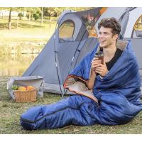 China Blue Camping Rectangular Sleeping Bag , Cold Weather Lightweight Sleeping Bag For Adults factory