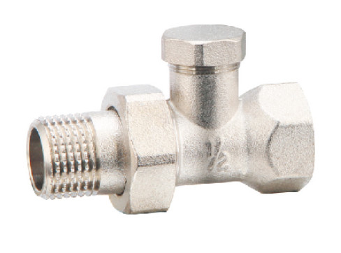 Quality Straight Return Towel Radiator Lockshield Valve 1/2'' Nickel Plated Balancing Valve for sale