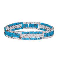 China Blue Turquoise Painted Tila Beads Handmade Beads Bracelet Adjustable For Woman factory
