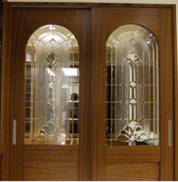 Quality 4MM 2300 X 2000MM Craftsman Leaded Beveled Glass Doors Windows With Brass Came for sale