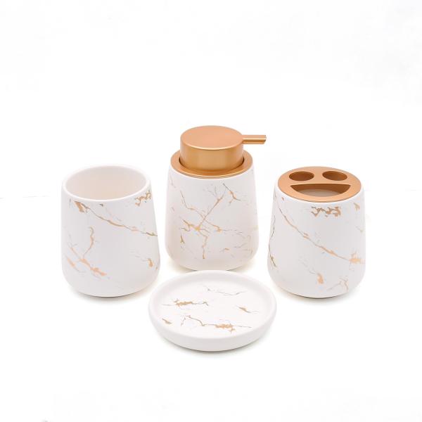 Quality Cute Marble Ceramic Bathroom Set Soap Dispenser Sustainable For Home Hotel for sale